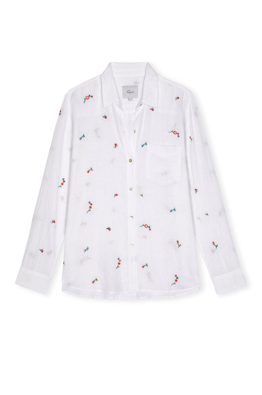 white shirt with flower embroidered on it from rails