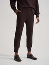 slim fit chocolate brown sweat pants with elasticated waist and side pockets