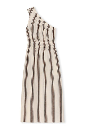 one shoulder striped dress with elasticated waist from rails