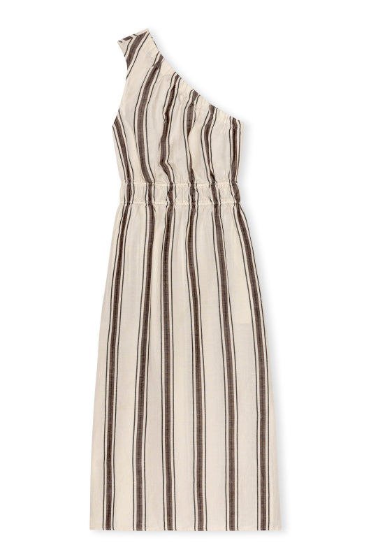 one shoulder striped dress with elasticated waist from rails