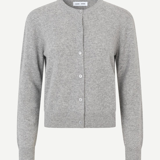 round neck grey mel cardigan with long sleeves from samsoe samsoe
