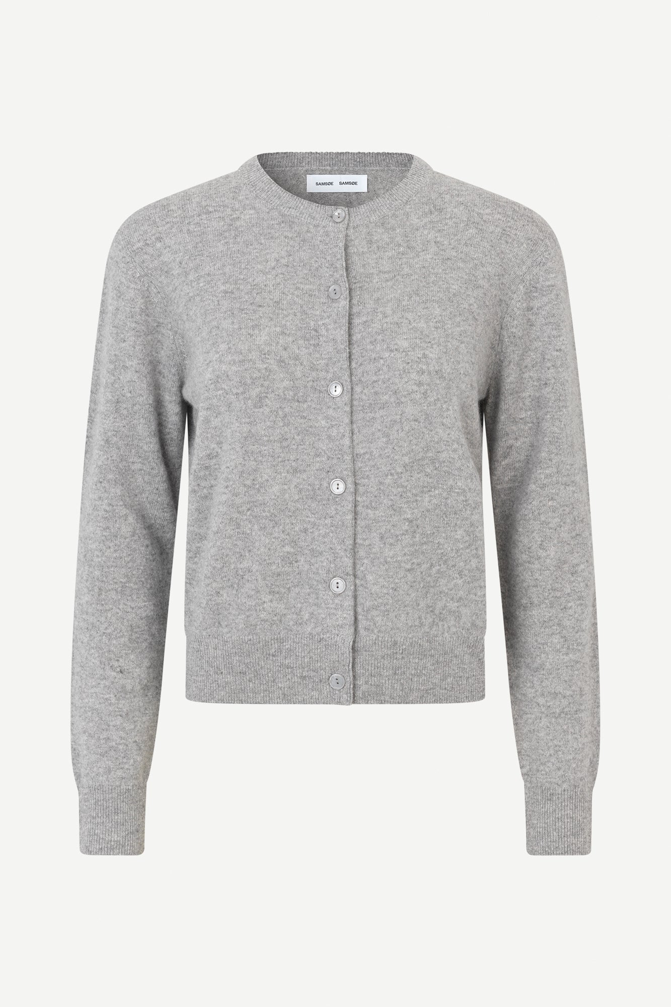 round neck grey mel cardigan with long sleeves from samsoe samsoe
