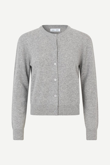 round neck grey mel cardigan with long sleeves from samsoe samsoe
