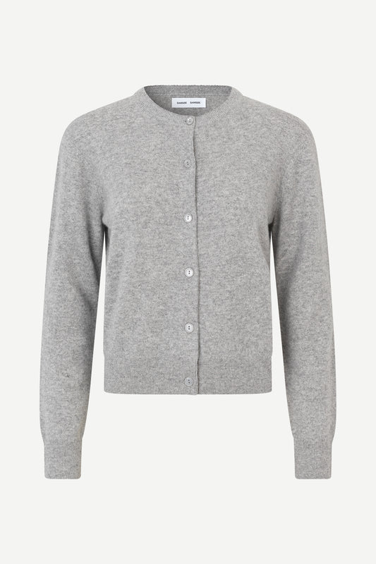 round neck grey mel cardigan with long sleeves from samsoe samsoe
