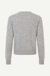round neck grey mel cardigan with long sleeves from samsoe samsoe rear view