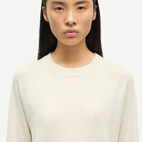 o neck white regular fit jumper with long sleeves from samsoe samsoe close up