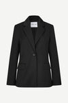 notch lapel black blazer with flap pockets and single button from samsoe