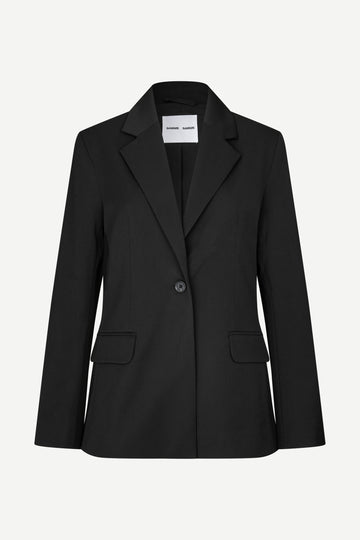 notch lapel black blazer with flap pockets and single button from samsoe