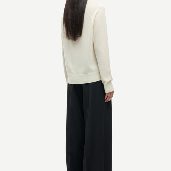 o neck white regular fit jumper with long sleeves from samsoe samsoe rear view