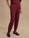 Slim fit maroon coloured sweat pants with ankle cuff and elasticated waistband