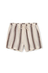 elasticated waist off white cotton shorts with brown stripe and drawstring waist from rails