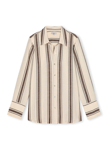 off white cotton shirt with brown stripes from rails