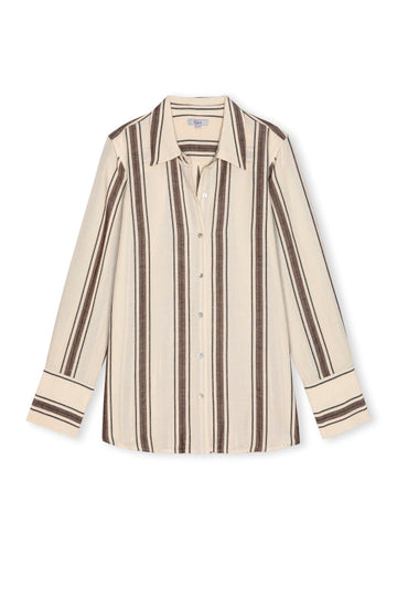 off white cotton shirt with brown stripes from rails