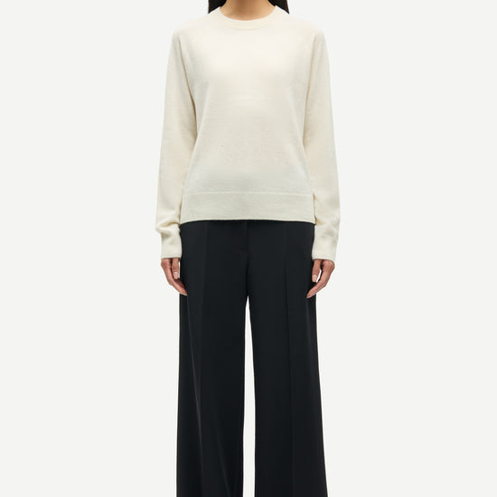 o neck white regular fit jumper with long sleeves from samsoe samsoe model shot 