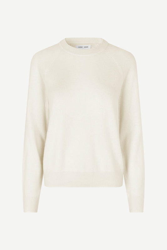 o neck white regular fit jumper with long sleeves from samsoe samsoe