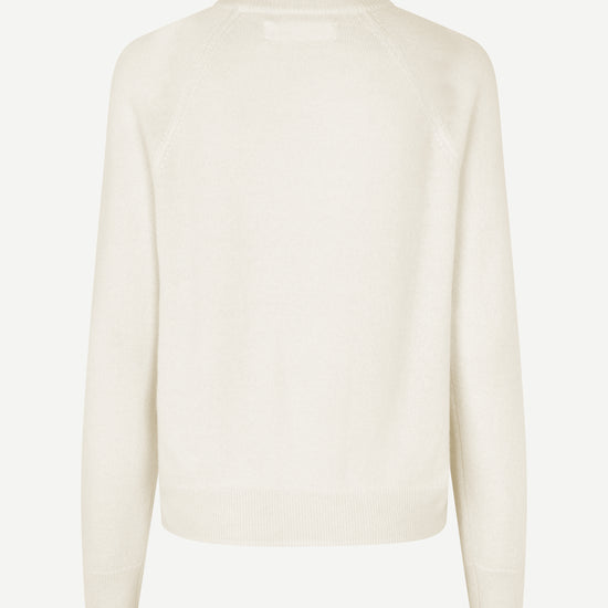 o neck white regular fit jumper with long sleeves from samsoe samsoe rear view