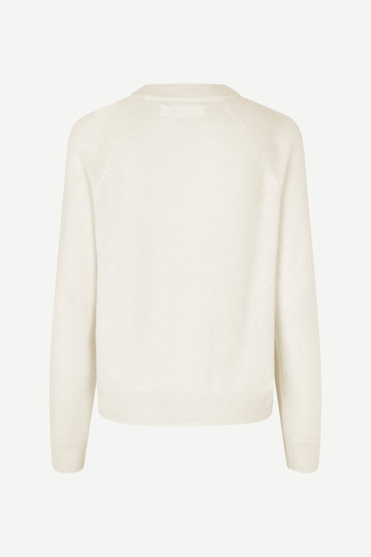 o neck white regular fit jumper with long sleeves from samsoe samsoe rear view