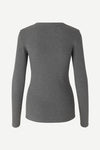 round neck ribbed long sleeves cotton top in dark grey from samsoe samsoe rear view