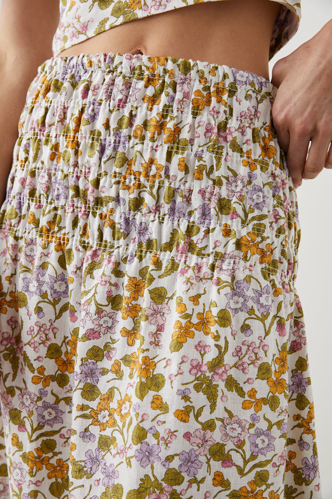 pastel floral thick ruched waisted skirt which can double up as a knee length dress