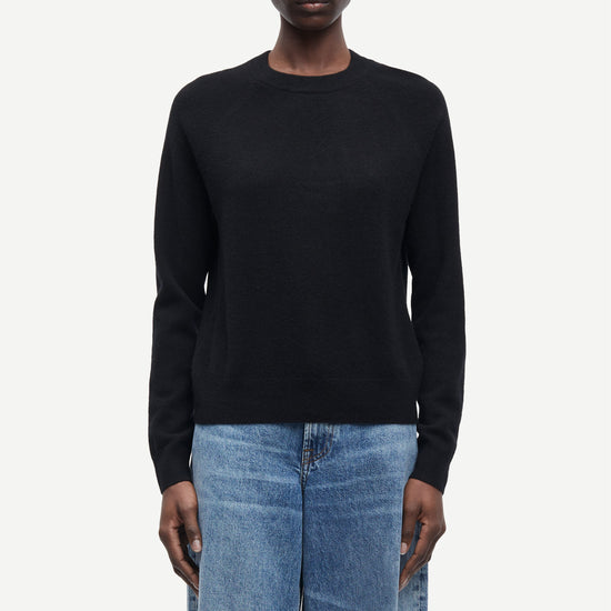 o neck black long sleeve jumper from samsoe samsoe model shot