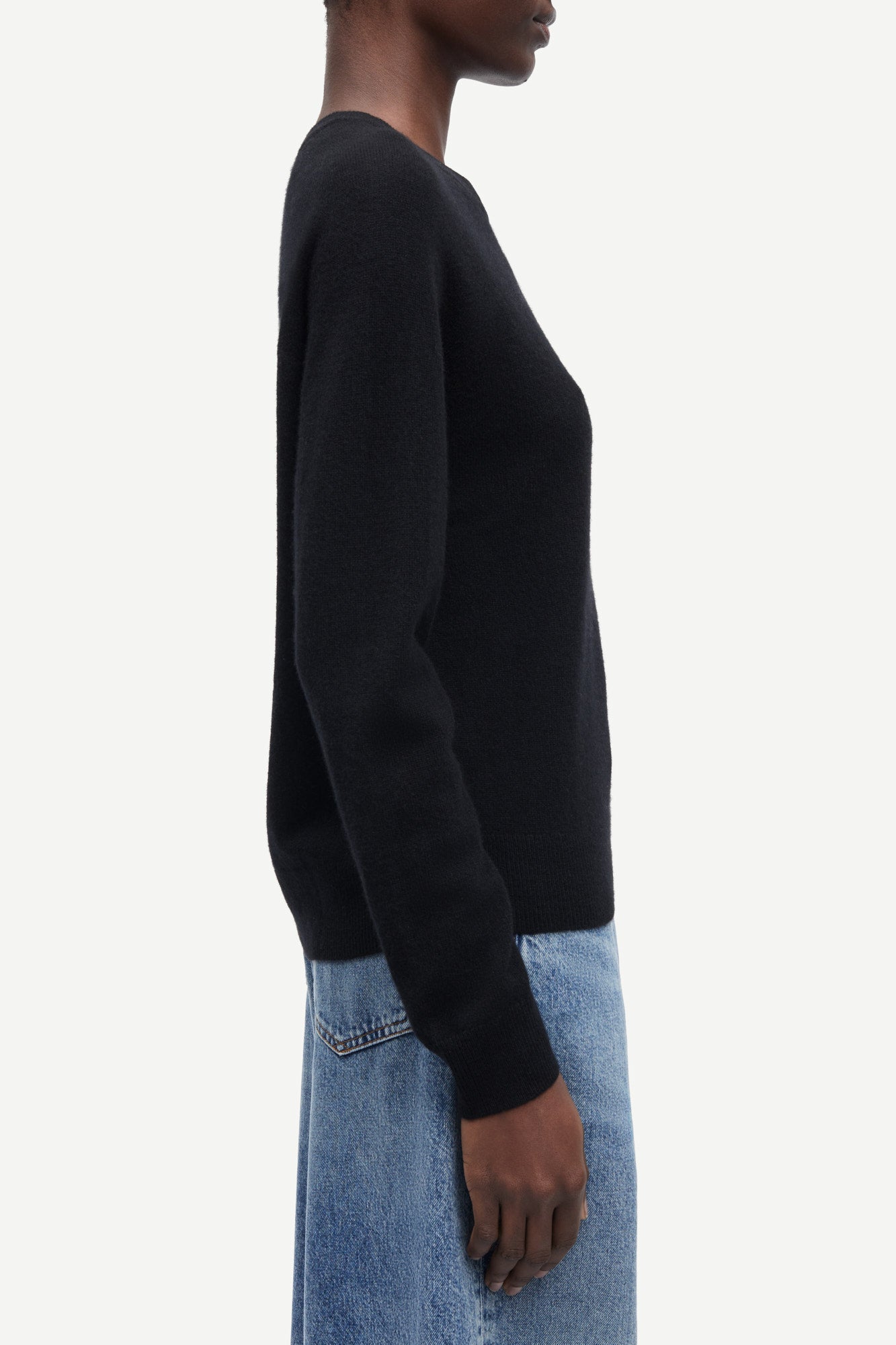 o neck black long sleeve jumper from samsoe samsoe side view