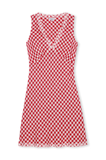 v neck red gingham sleeveless short dress from rails