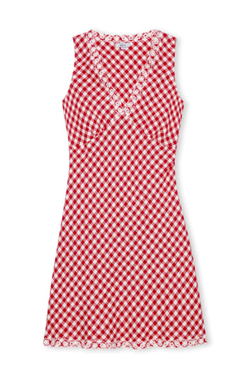 v neck red gingham sleeveless short dress from rails