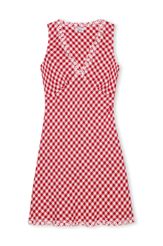 v neck red gingham sleeveless short dress from rails