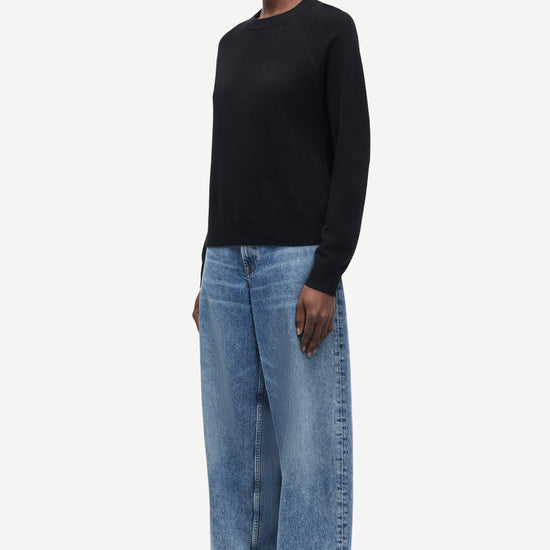 o neck black long sleeve jumper from samsoe samsoe model shot