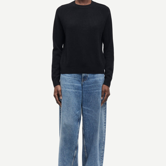 o neck black long sleeve jumper from samsoe samsoe model shot