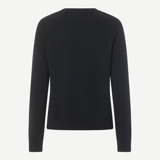 o neck black long sleeve jumper from samsoe samsoe rear view