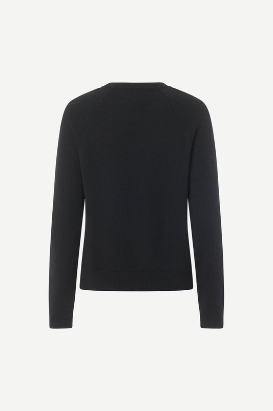 o neck black long sleeve jumper from samsoe samsoe rear view