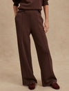 dark brown marl wide leg sweat pants with central seam down the legs and elasticated waistband with side pockets 