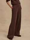 dark brown marl wide leg sweat pants with central seam down the legs and elasticated waistband with side pockets 