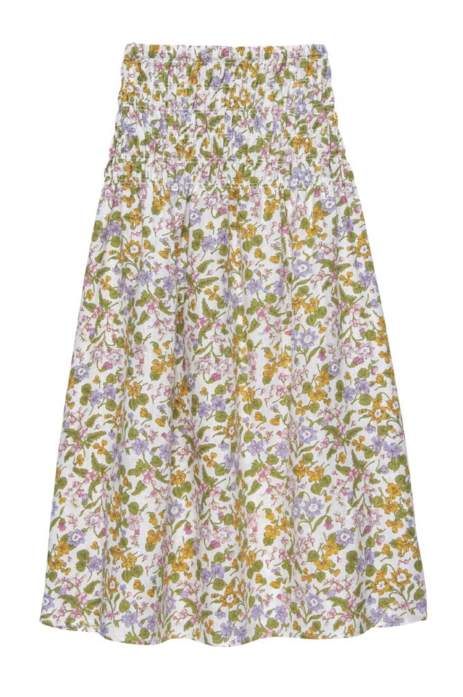 pastel floral thick ruched waisted skirt which can double up as a knee length dress