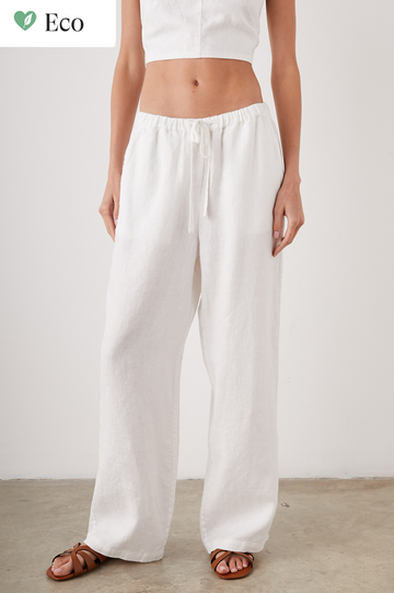 White wide leg linen trousers