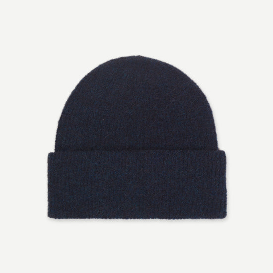 Navy ribbed hat with turn up