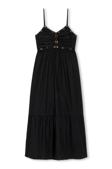 spaghetti strap black midi dress with beaded detailing from rails