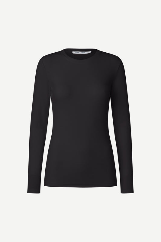 round neck black long sleeve t-shirt from samsoe samsoe