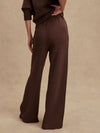 dark brown marl wide leg sweat pants with central seam down the legs and elasticated waistband with side pockets  rear view