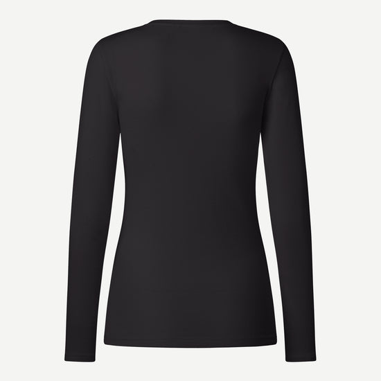 round neck black long sleeve t-shirt from samsoe samsoe rear view