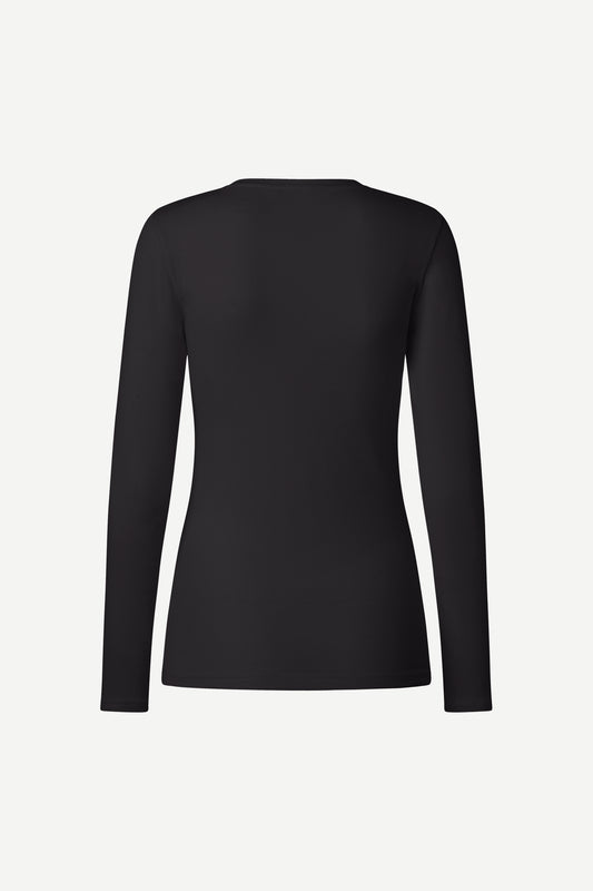 round neck black long sleeve t-shirt from samsoe samsoe rear view