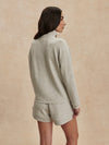 light grey marl double zip sweater with piping from varley  rear view