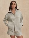 light grey marl double zip sweater with piping from varley 