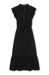 short ruffled sleeve midi dress with black grid design from rails