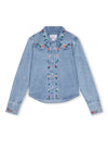 light blue denim shirt with floral embroidery from rails