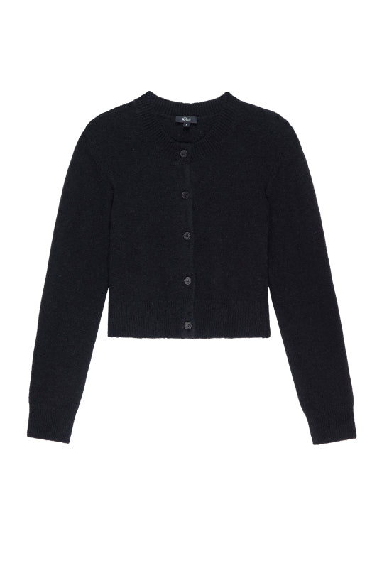 round neck button down jumper black