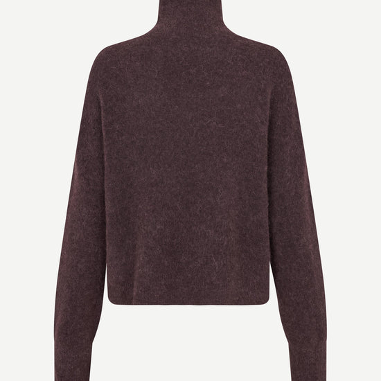 brown turtleneck wool  jumper from samsoe samsoe rear view