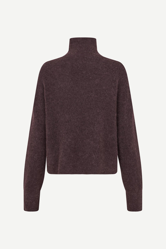 brown turtleneck wool  jumper from samsoe samsoe rear view