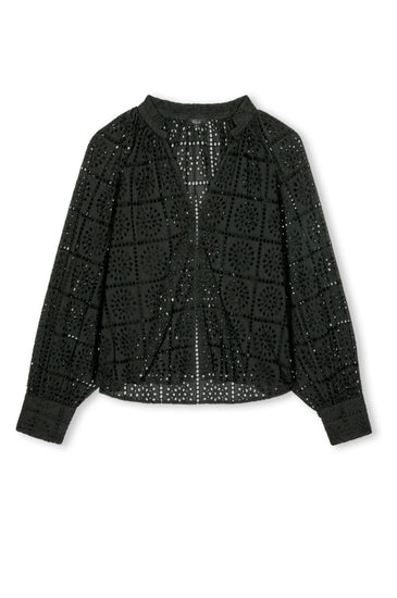 v neck black grid blouse from rails